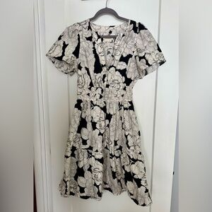 Anthropologie Black and White Somerset Floral Mini Dress